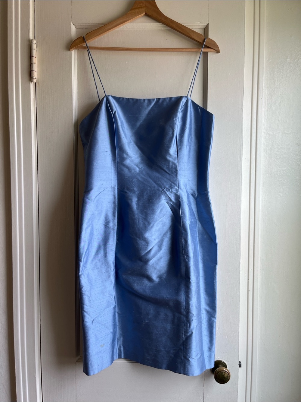 Vintage silk Linda Allard Ellen Tracy Spaghetti-Strap Mini Dress in Blue